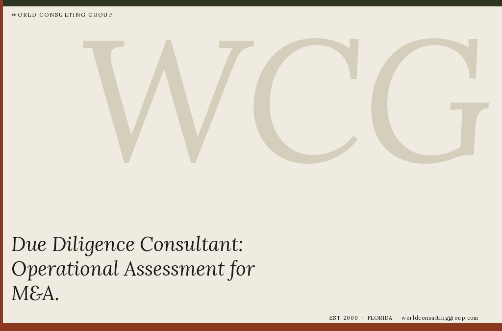 Due Diligence Consultant: Operational Assessment for M&A
