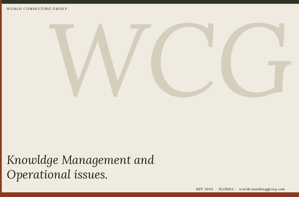 Knowldge Management and Operational issues